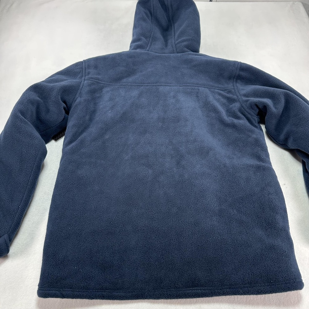 CAT Active Work Jacket Mens Medium Navy Blue Hooded Fleece Quilted Lined Durable - Picture 12 of 15